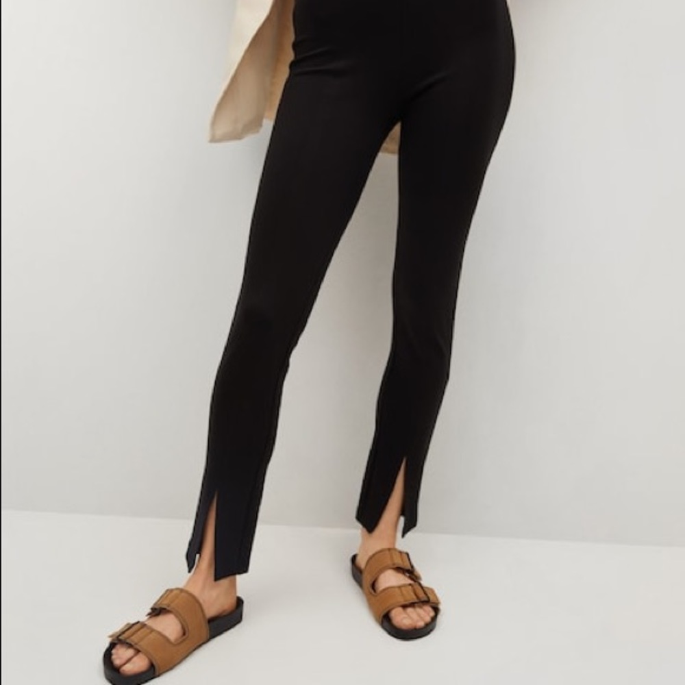 slit hem black leggings